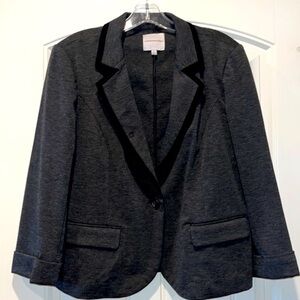 𝅺Catherine Malandrino dark gray blazer with black trim work office Size large